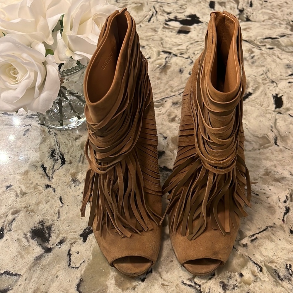 Gucci fringe suede booties